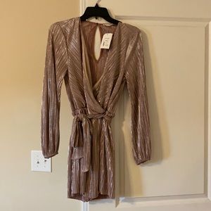 Pink sequin long sleeve romper